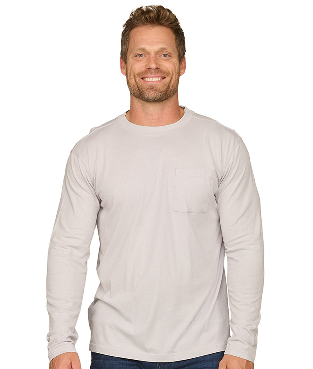 Men's Ash Grey Axel Long Sleeve Pocket Tee