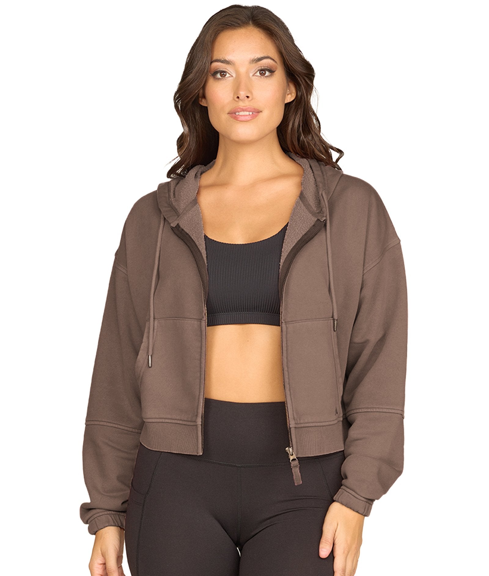 Women's Mocha Bianca Washed Full Zip Hoodie