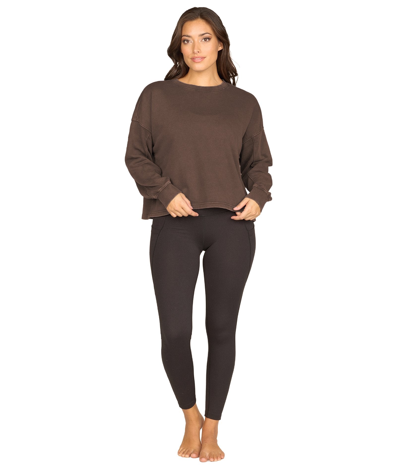 Women's Mocha Britta Washed Crop Pullover