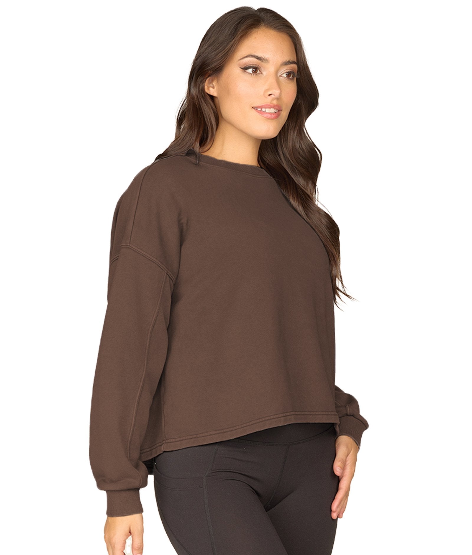 Women's Mocha Britta Washed Crop Pullover