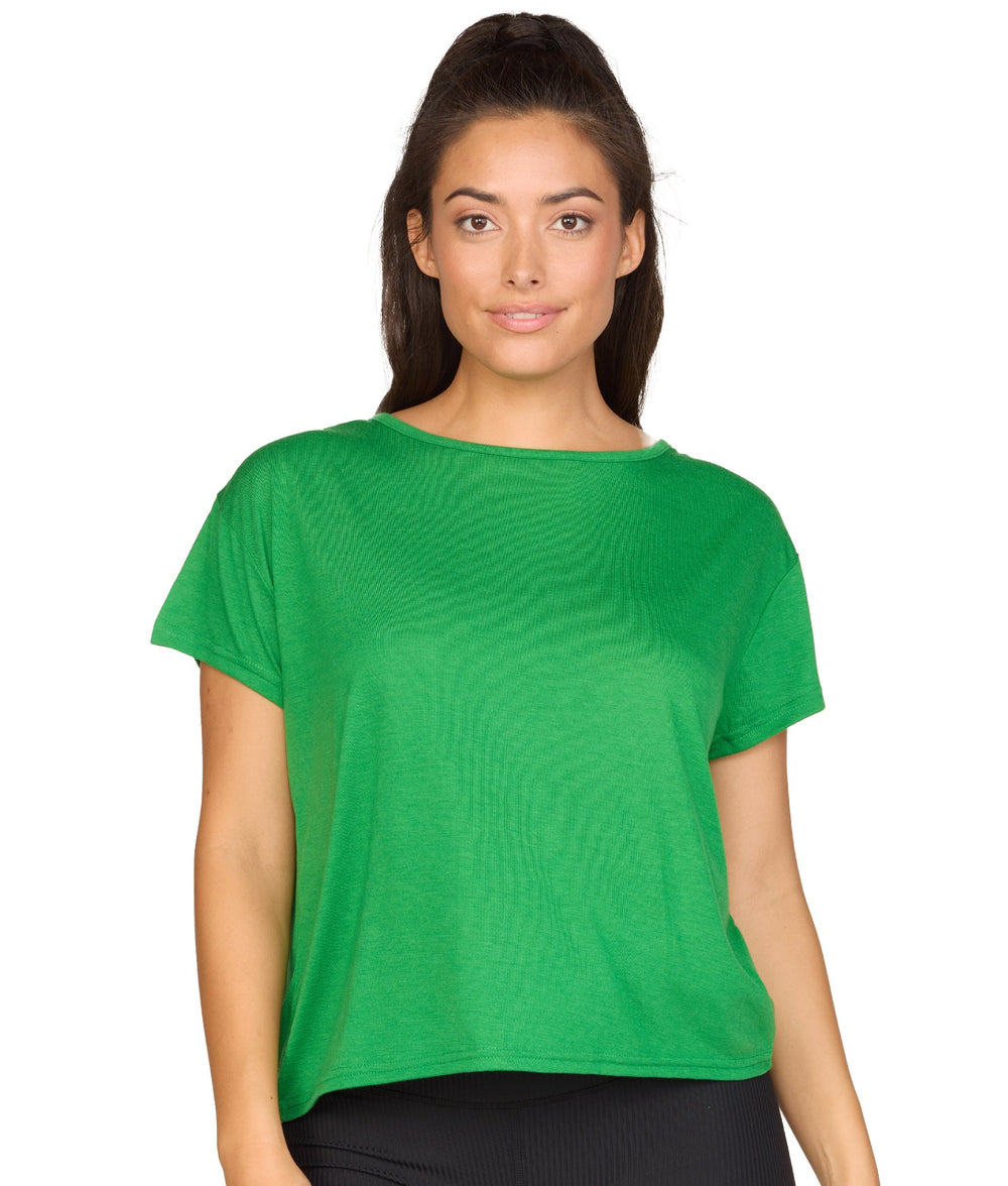 Women's Bright Kelly Green Brooke Dolman Short Sleeve Tee