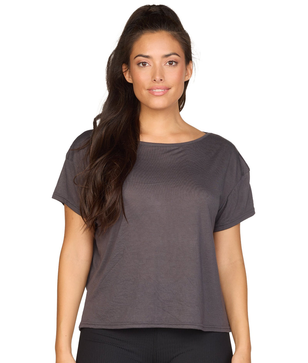 Women's Charcoal Brooke Dolman Short Sleeve Tee