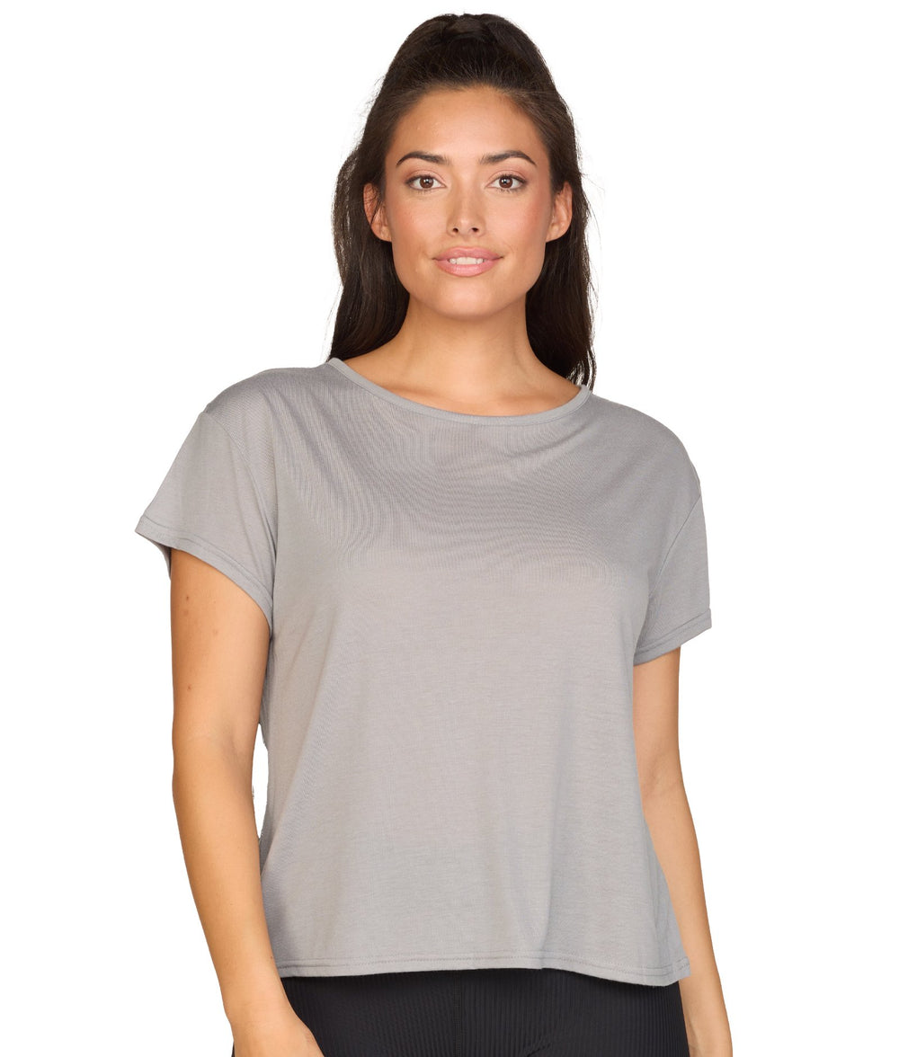 Women's Grey Brooke Dolman Short Sleeve Tee