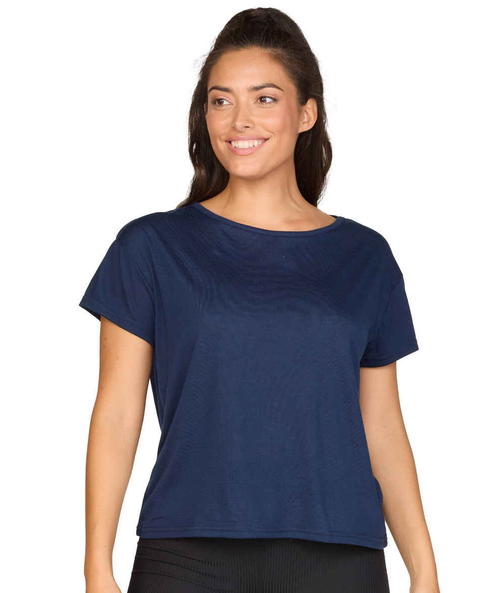 Women's Navy Brooke Dolman Short Sleeve Tee