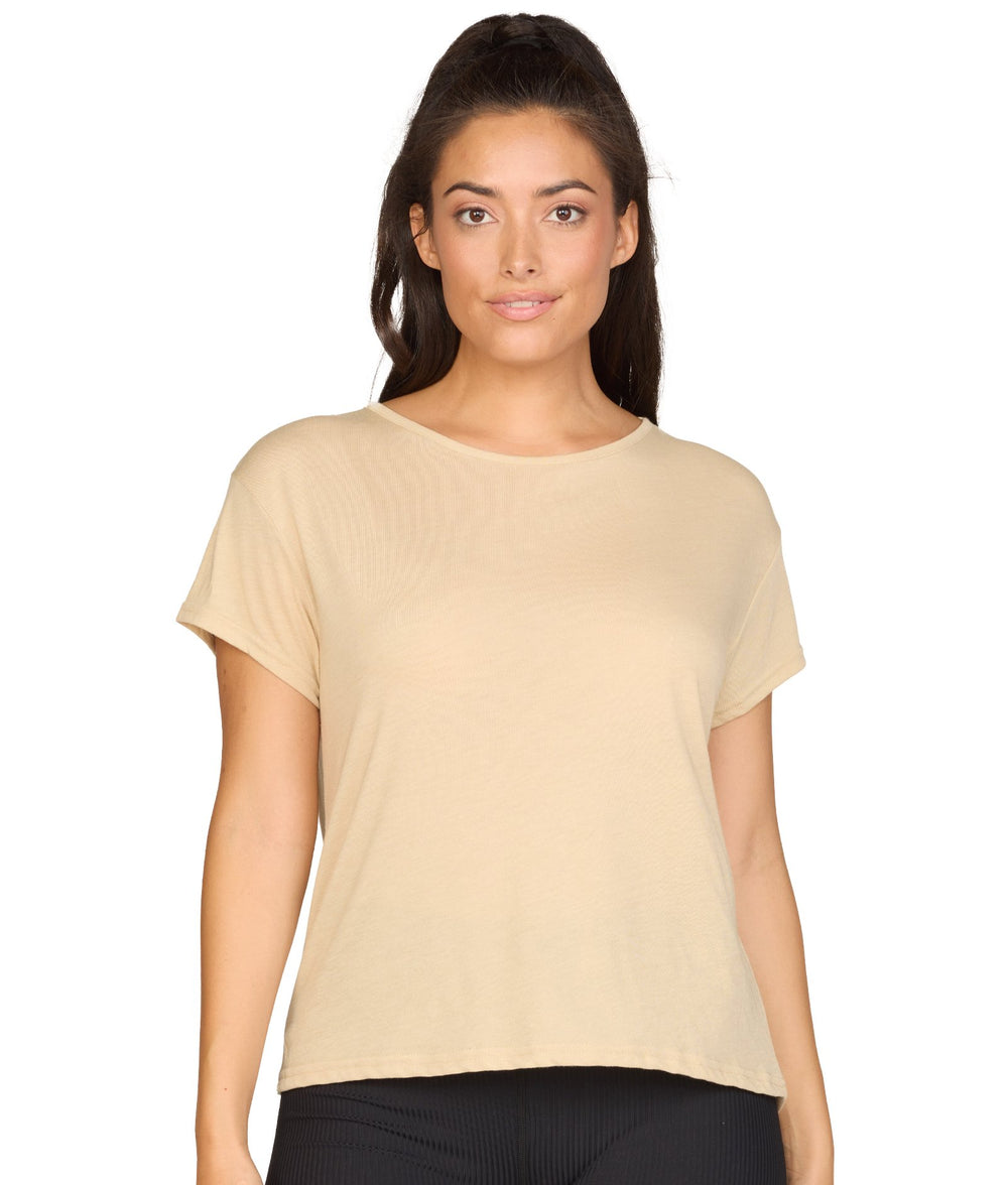 Women's Pale Khaki Brooke Dolman Short Sleeve Tee