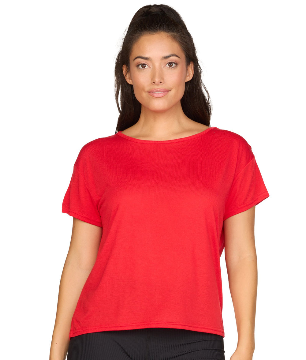 Women's Red Brooke Dolman Short Sleeve Tee