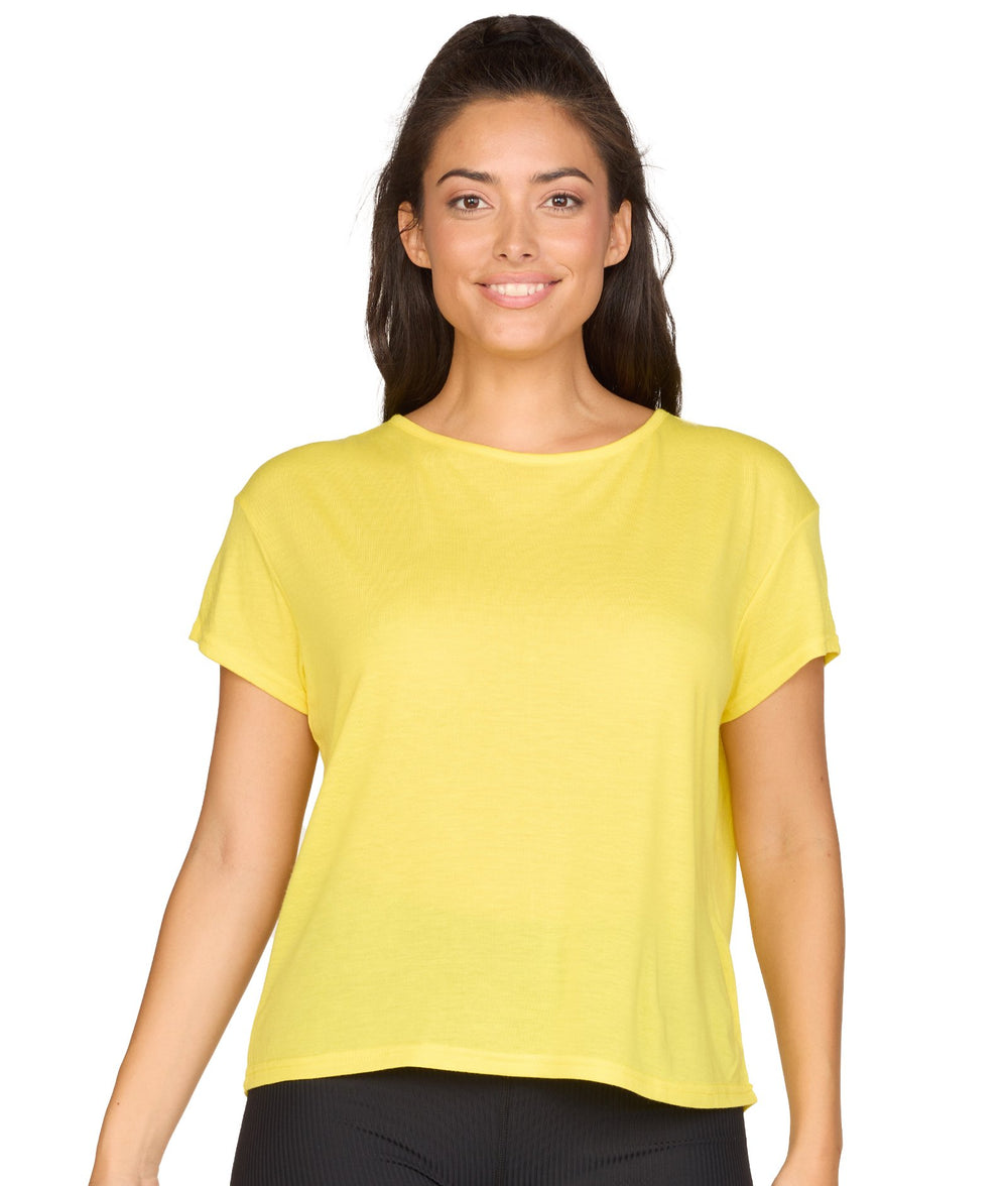 Women's Yellow Brooke Dolman Short Sleeve Tee