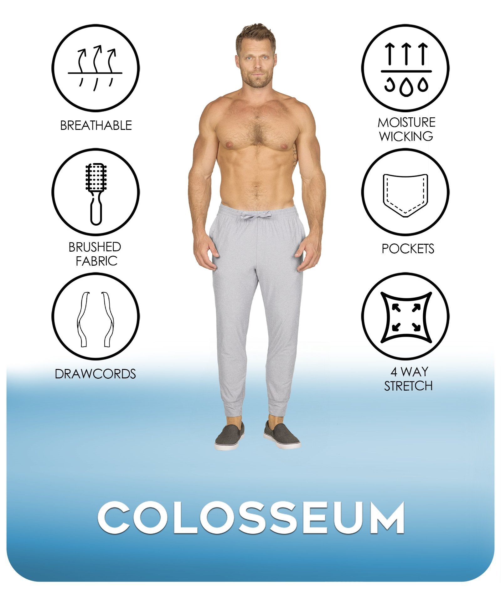 Men's Ash Grey Camden Jogger Sweatpant Features