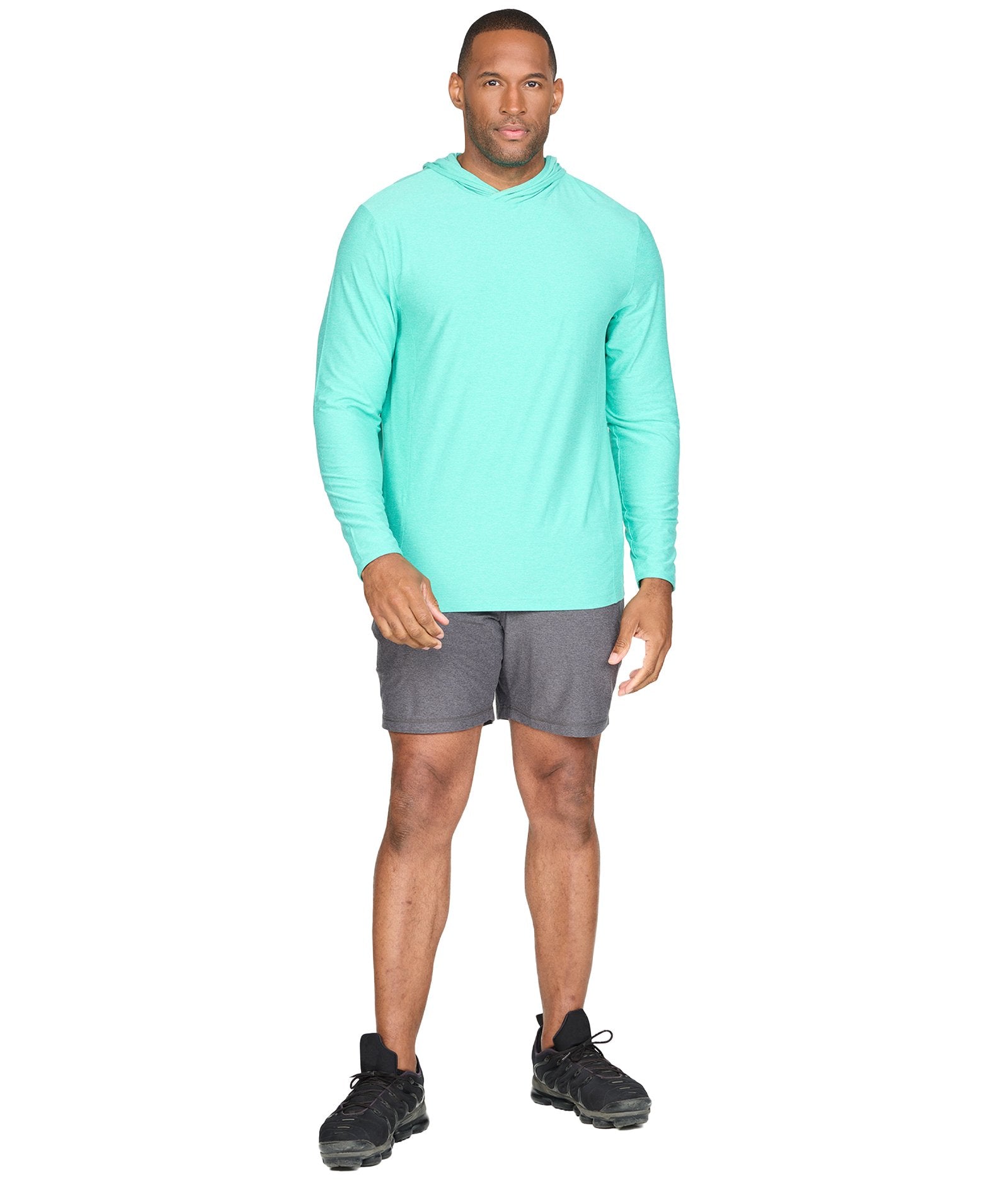 Men's Aqua Chandler Long Sleeve Hooded Tee