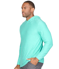 Men's Aqua Chandler Long Sleeve Hooded Tee