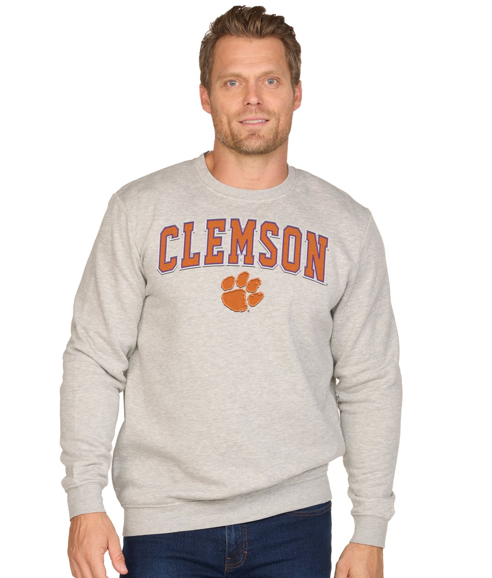 Men's Heather Grey Clemson Tigers Campus Crewneck