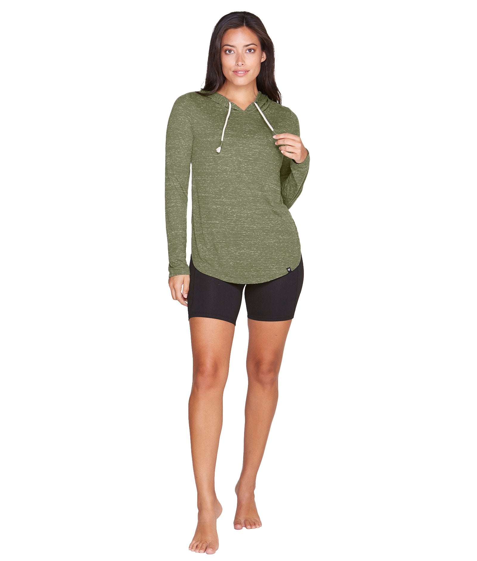 Women's Dark Olive Cora Long Sleeve Hooded Tee