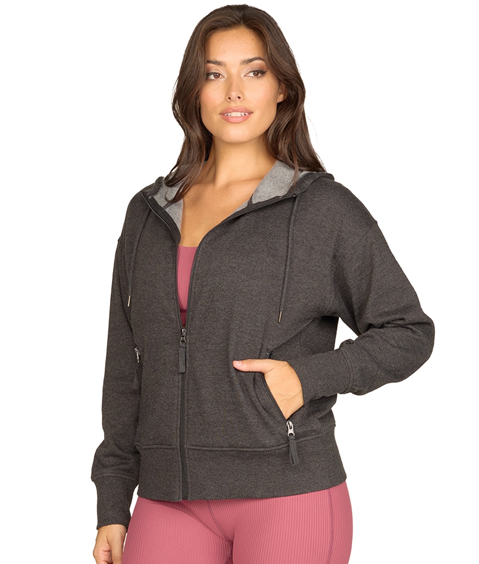 Women's Black Daisy Full Zip Hoodie