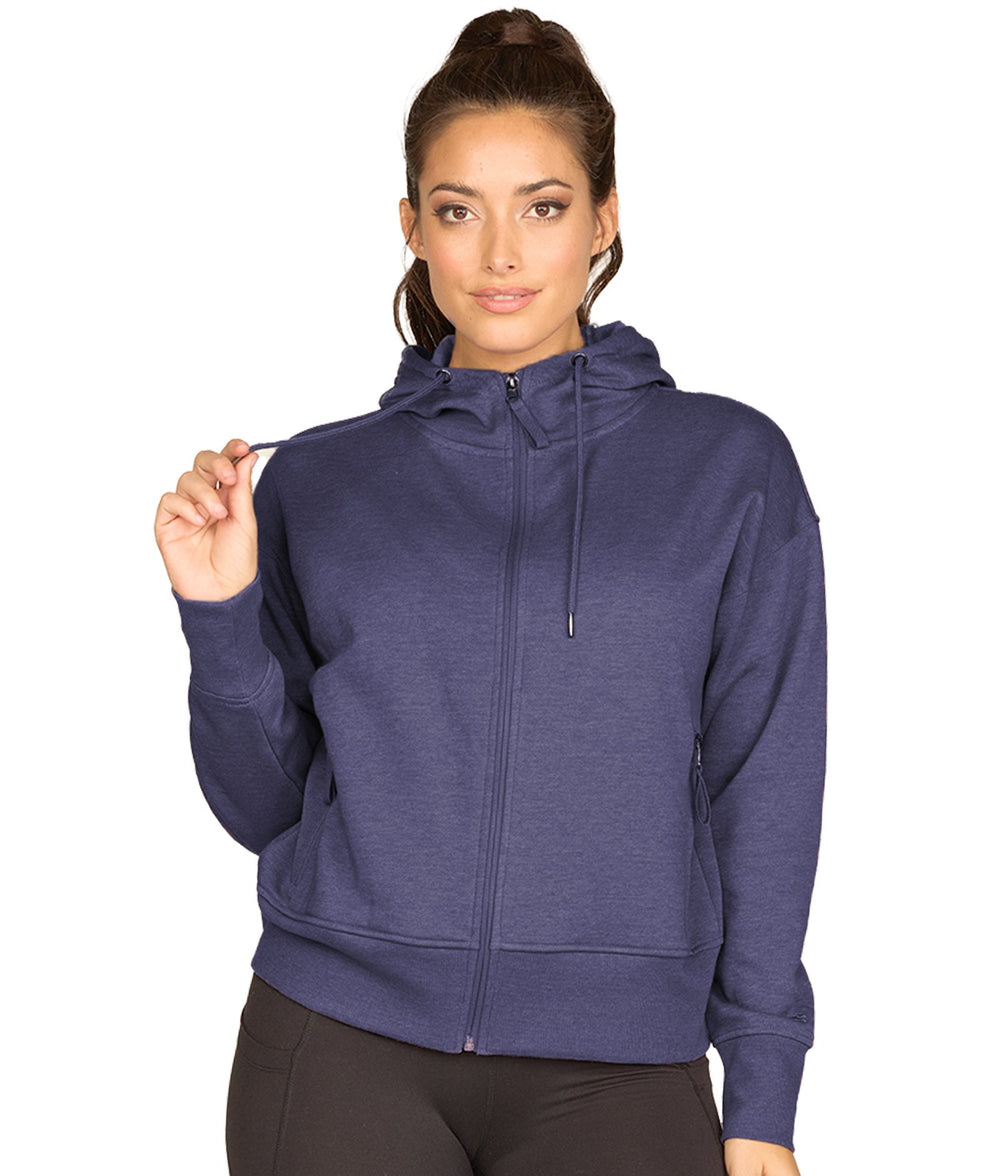 Women's Evening Blue Daisy Full Zip Hoodie