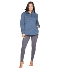 Women's Post Blue Demi Washed Quilted Quarter Zip Jacket
