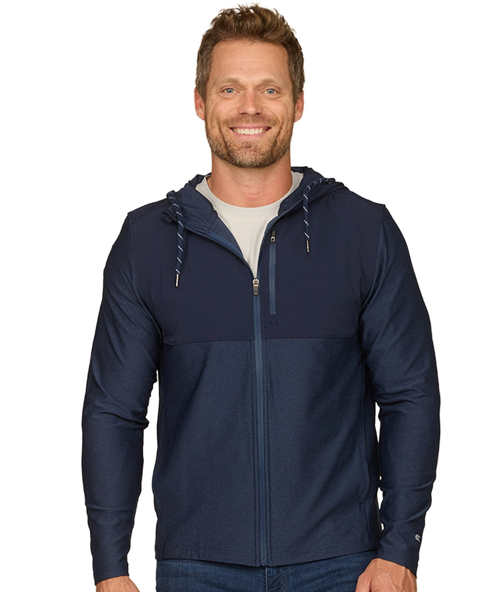 Men's Heather Navy Dover Full Zip Hooded Jacket