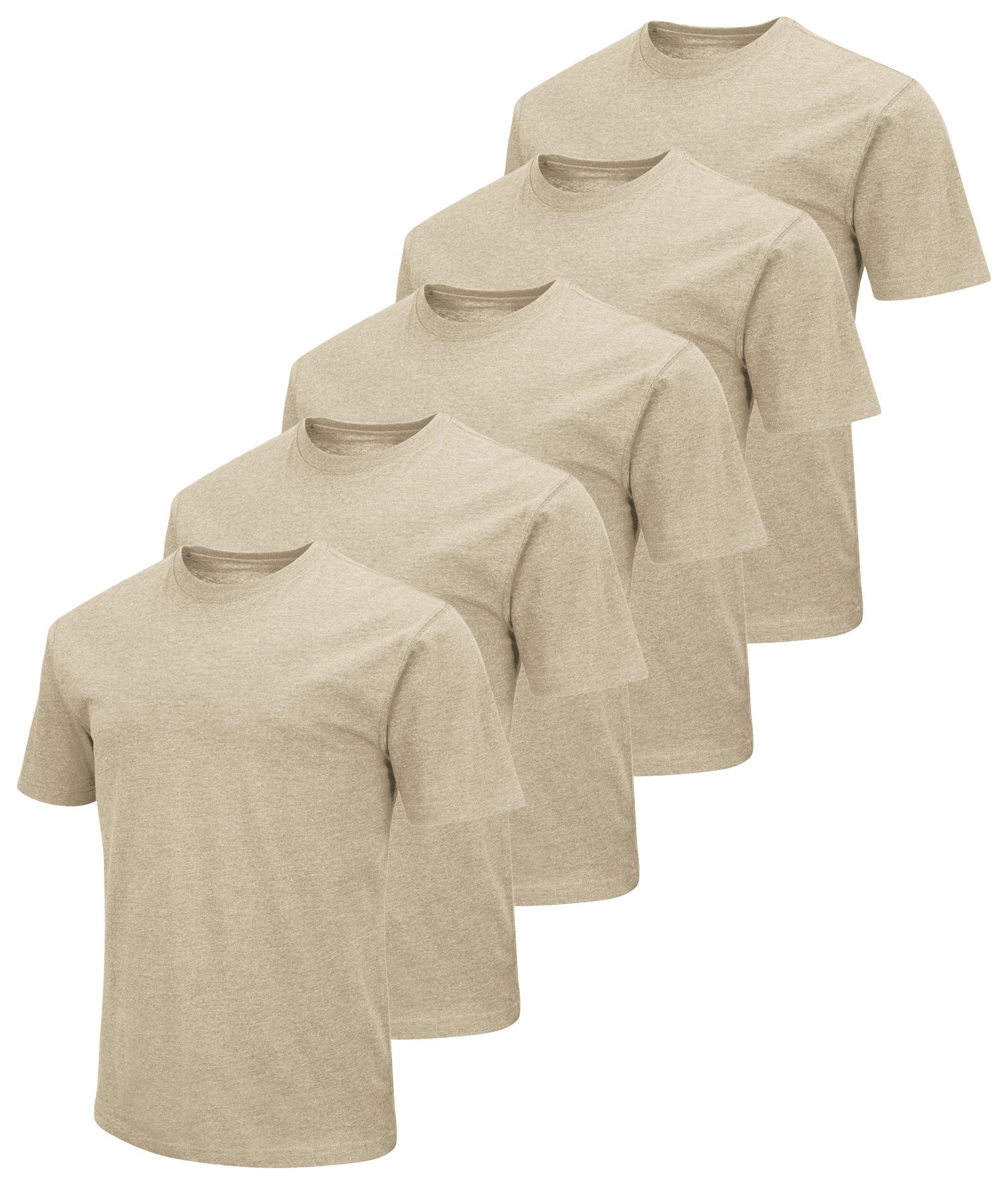 Men's Oatmeal 5-Pack Essential Dual Blend Tee