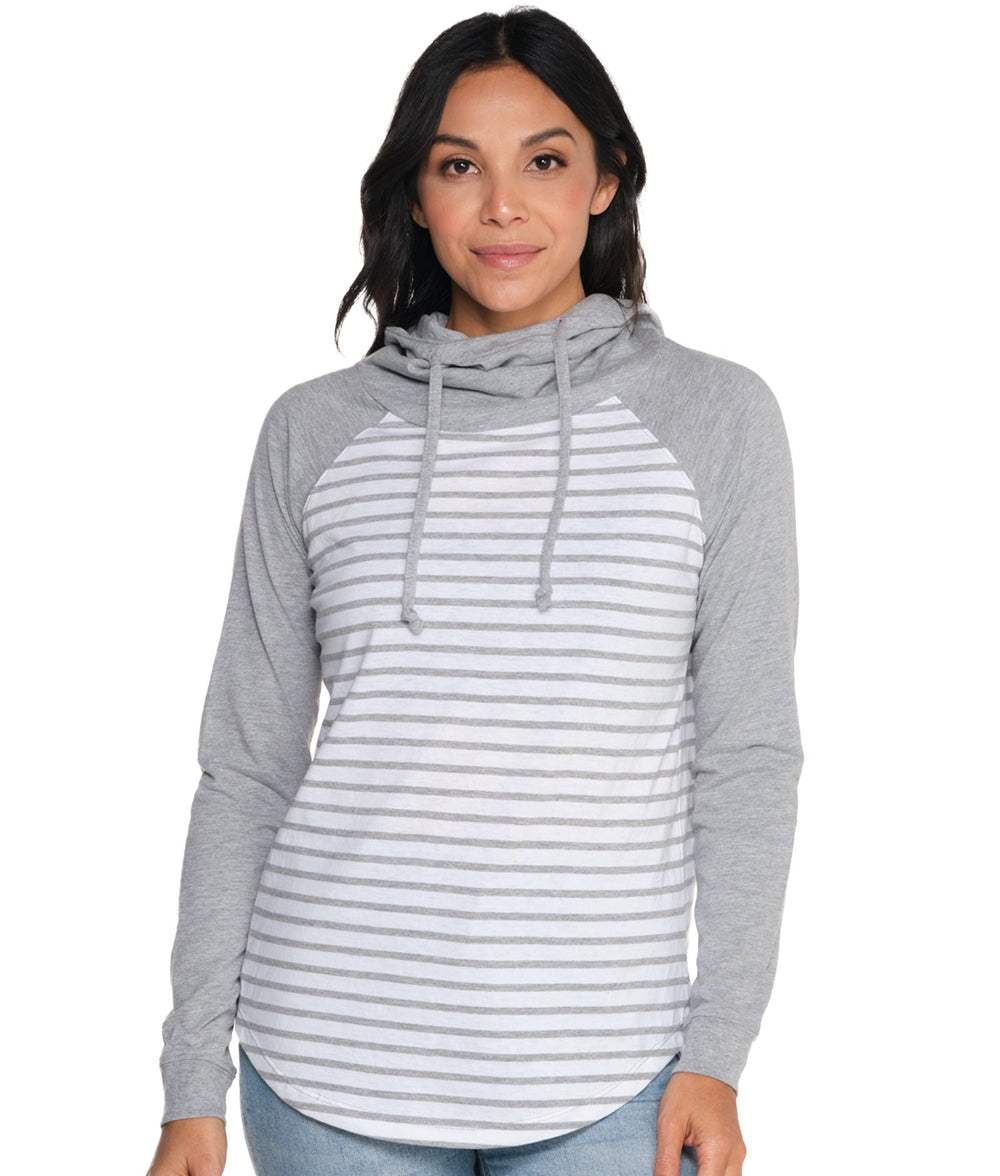 Women's Heather Grey Gloria Long Sleeve Hooded Tee