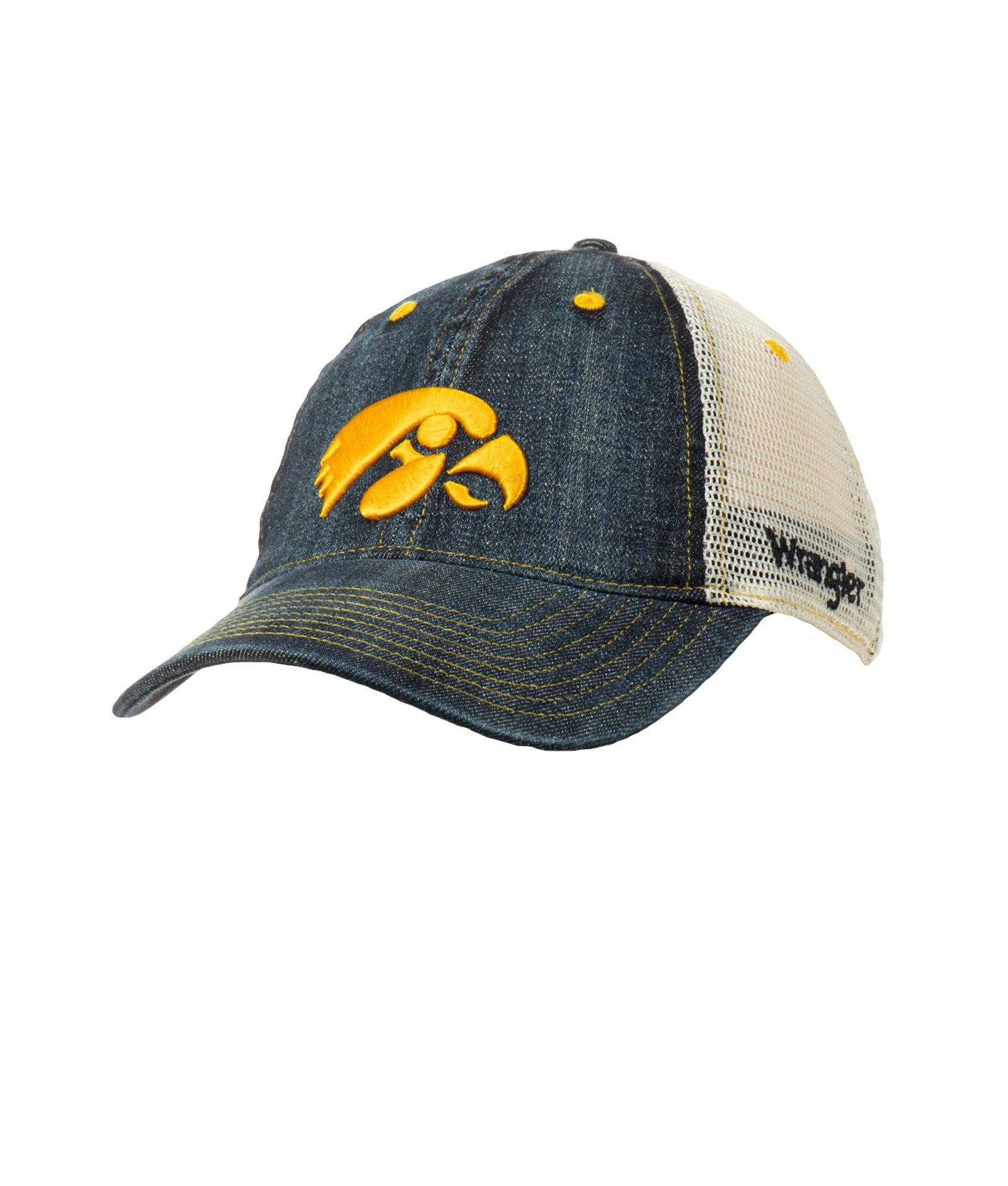 Iowa Hawkeyes Wrangler Denim Trucker Adjustable Hat