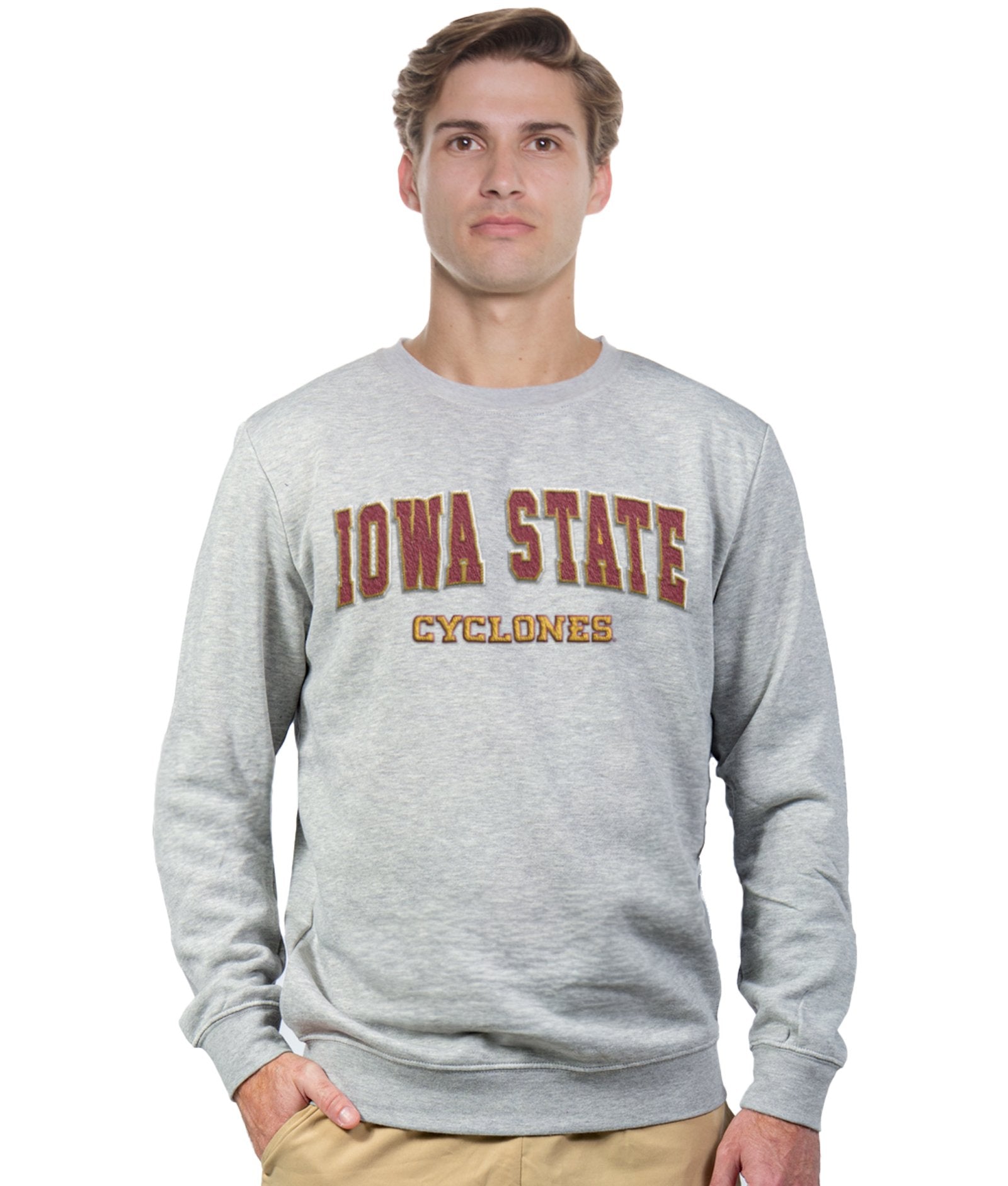 Men's Heather Grey Iowa State Cyclones Campus Crewneck