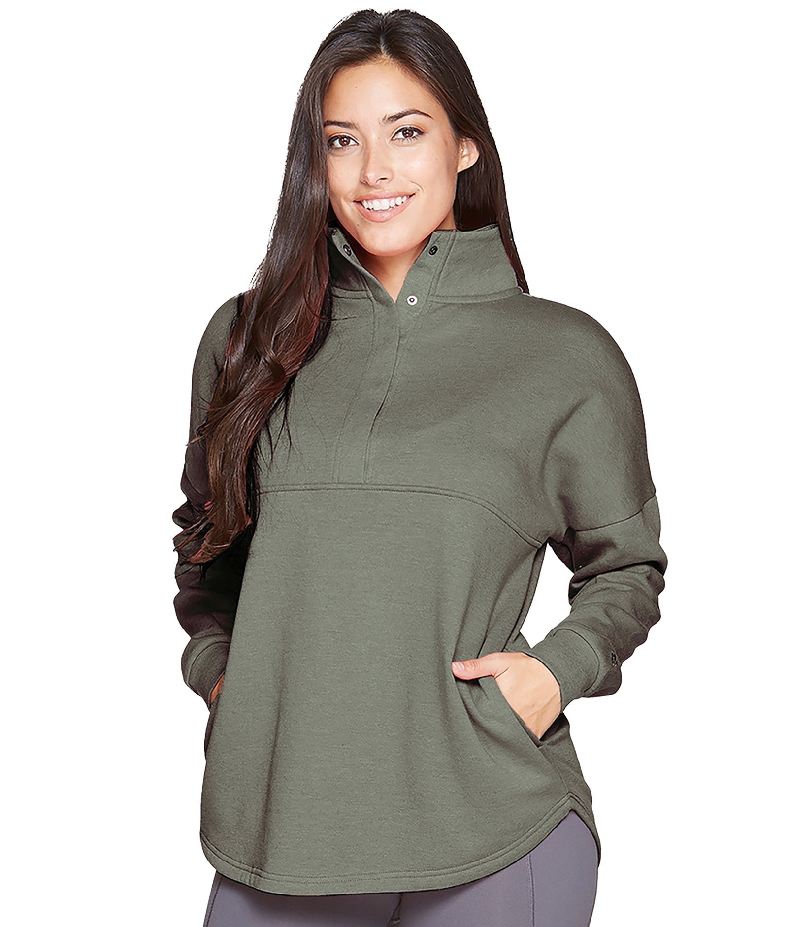 Women's Dark Olive Julana Oversized Quarter Zip