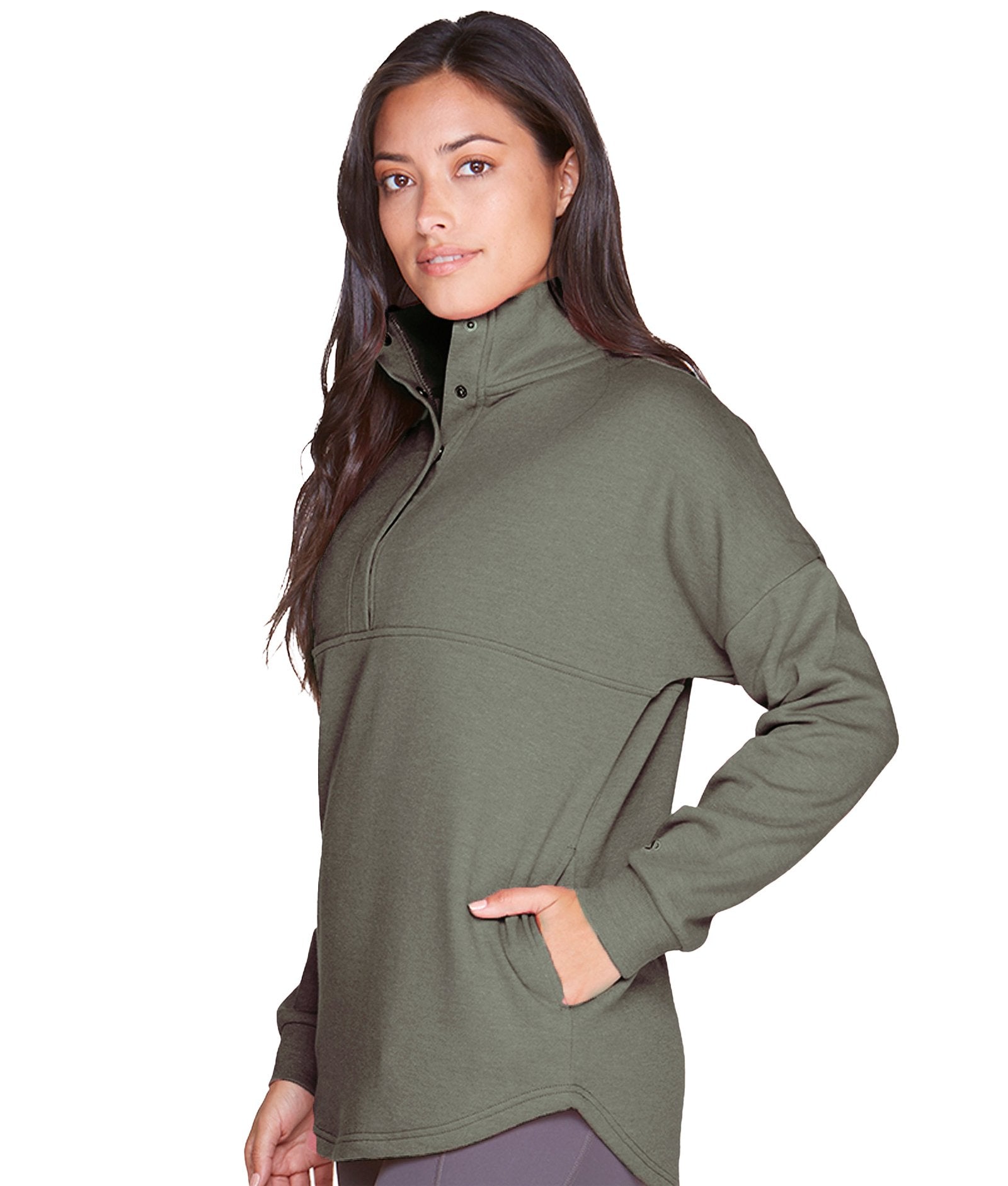 Women's Dark Olive Julana Oversized Quarter Zip