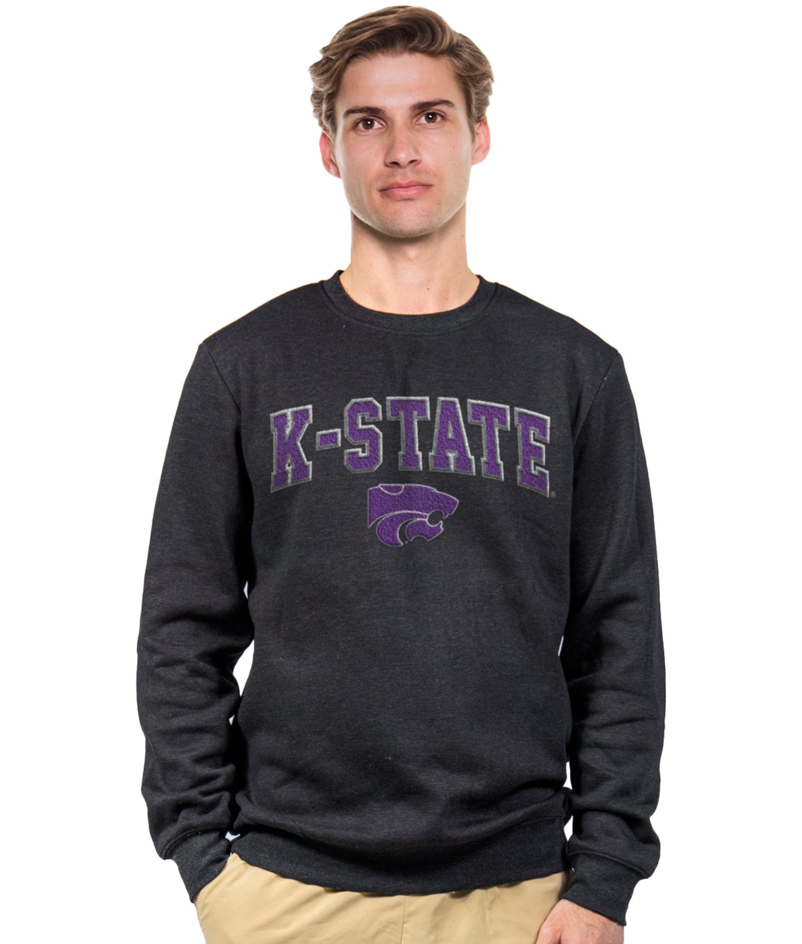 Men's Black Kansas State Wildcats Campus Crewneck