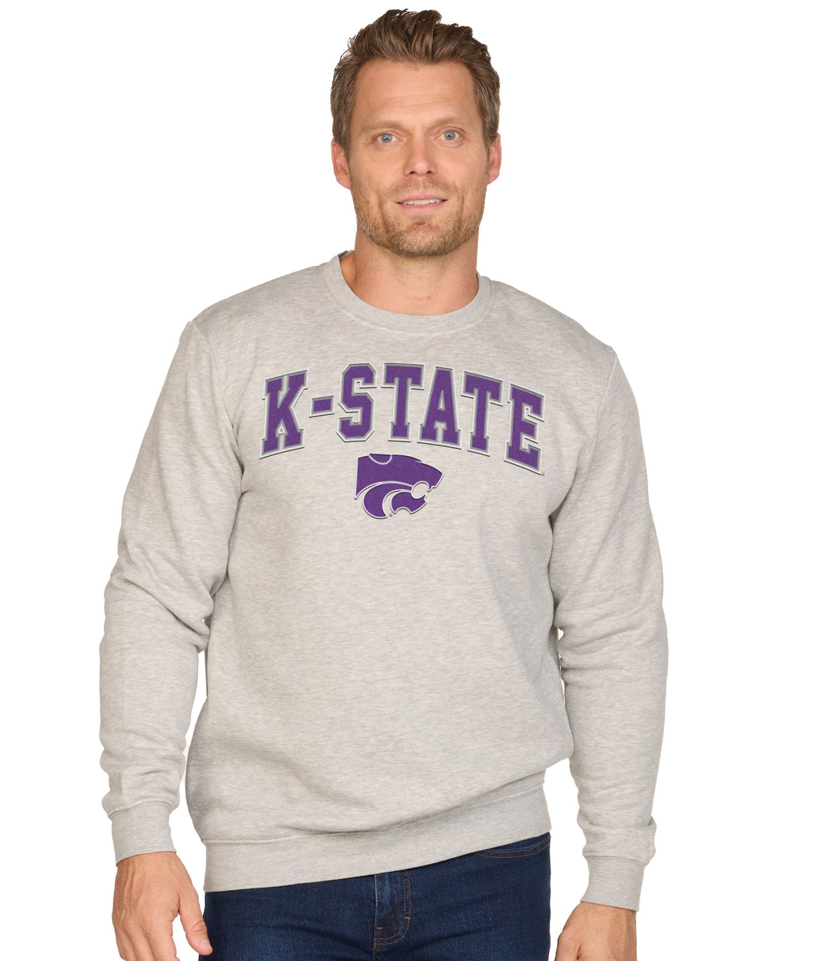 Men's Heather Grey Kansas State Wildcats Campus Crewneck