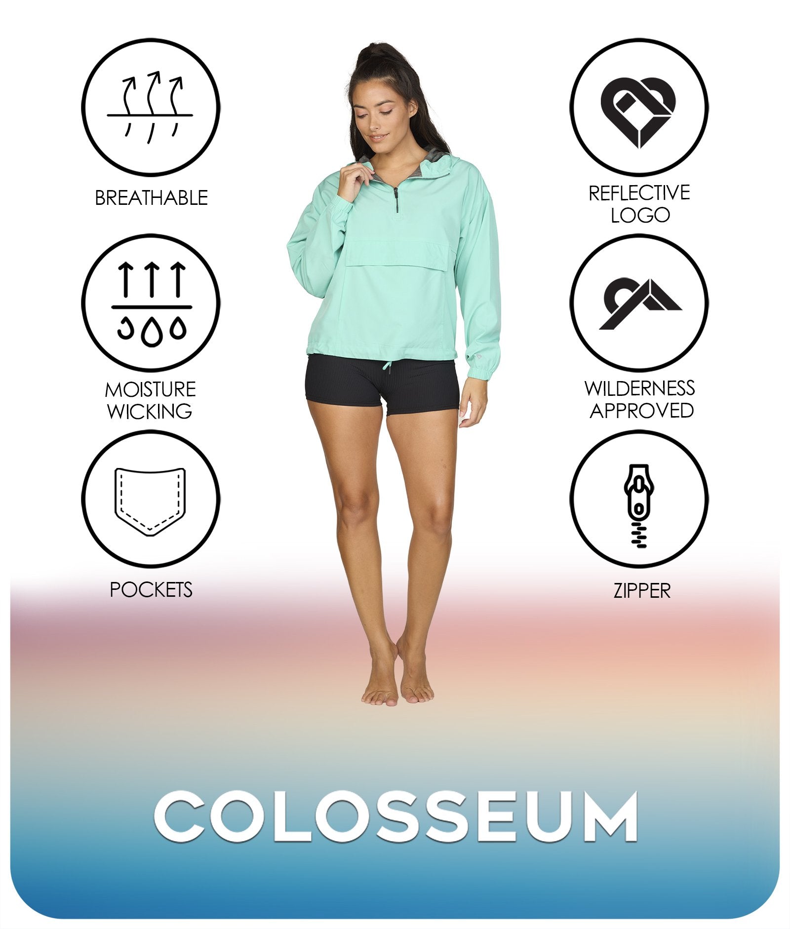 Women's Aqua Kelsey Quarter Zip Anorak Features