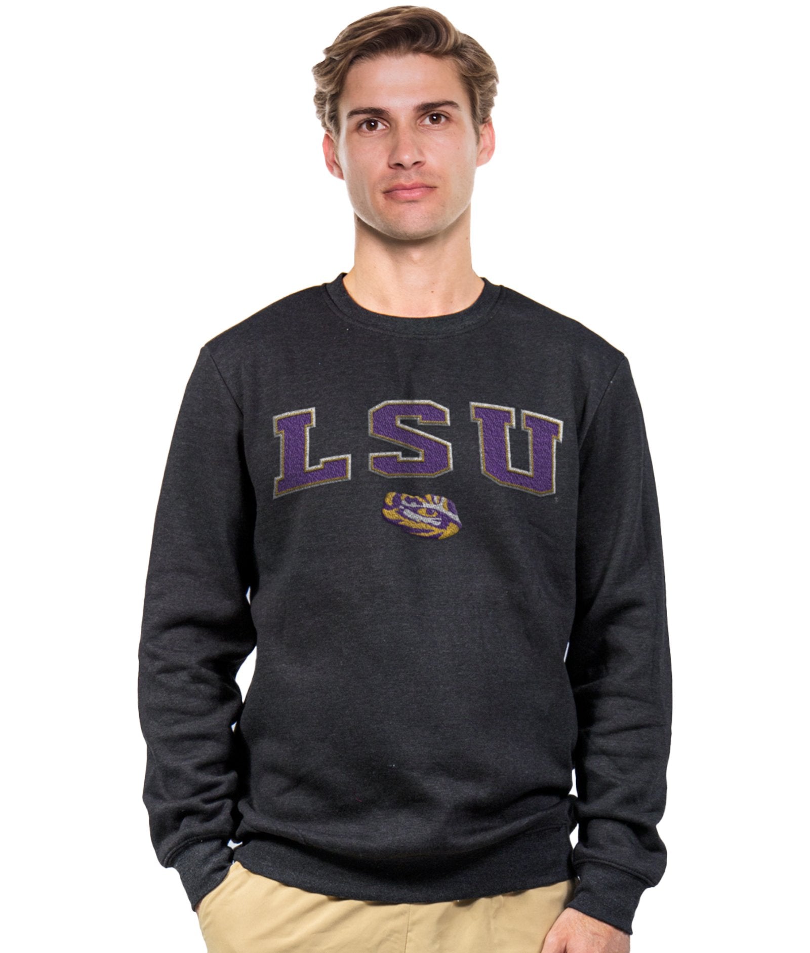 Men's Black LSU Tigers Campus Crewneck