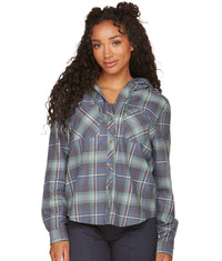Women's Post Blue Maeve Button Up Hoodie