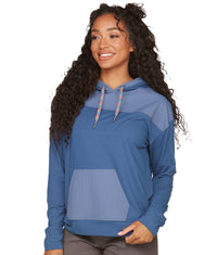 Women's Post Blue Magnolia Mixed Media Pullover Hoodie