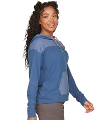 Women's Post Blue Magnolia Mixed Media Pullover Hoodie