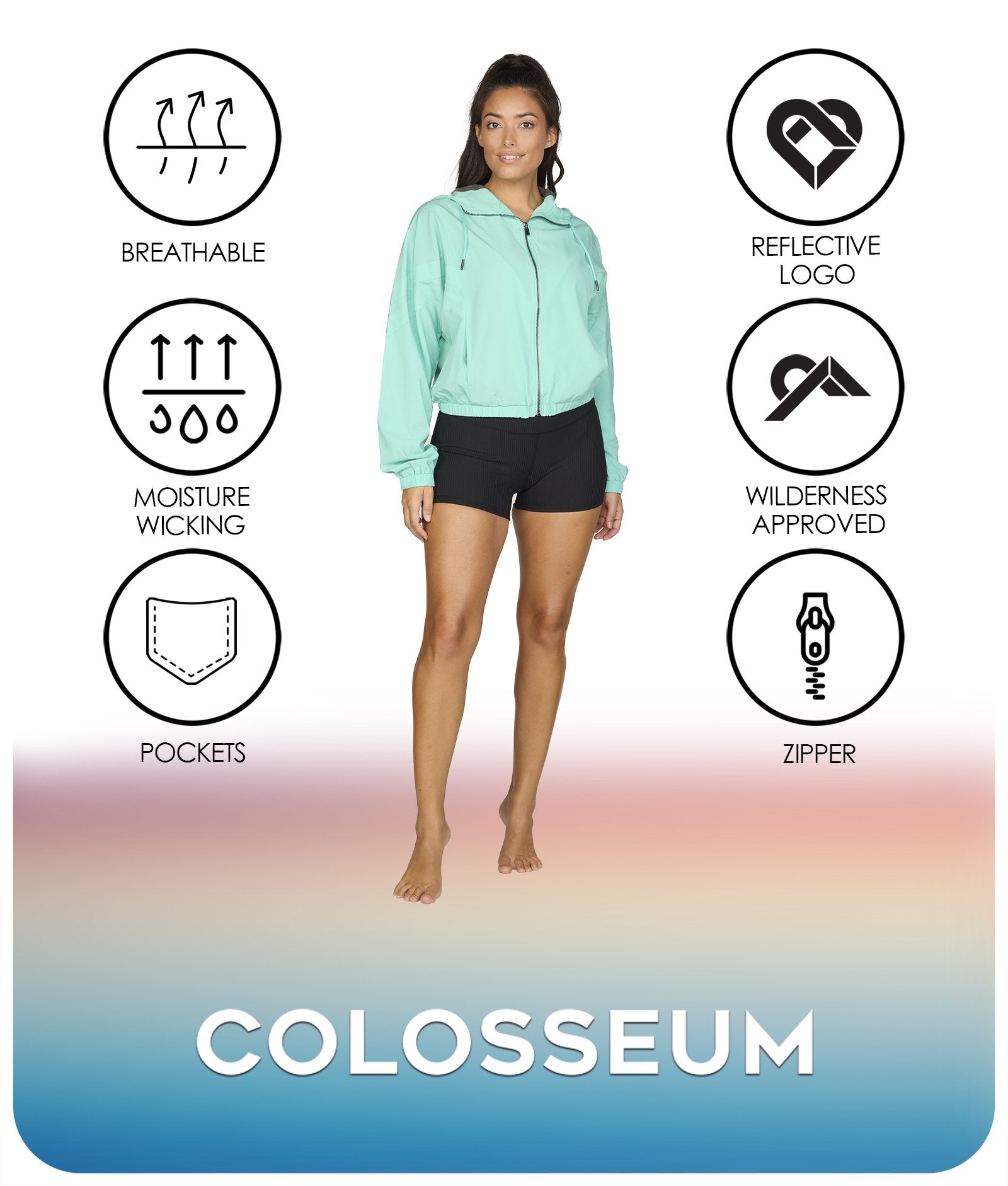 Women's Aqua Maria Windbreaker Jacket Features