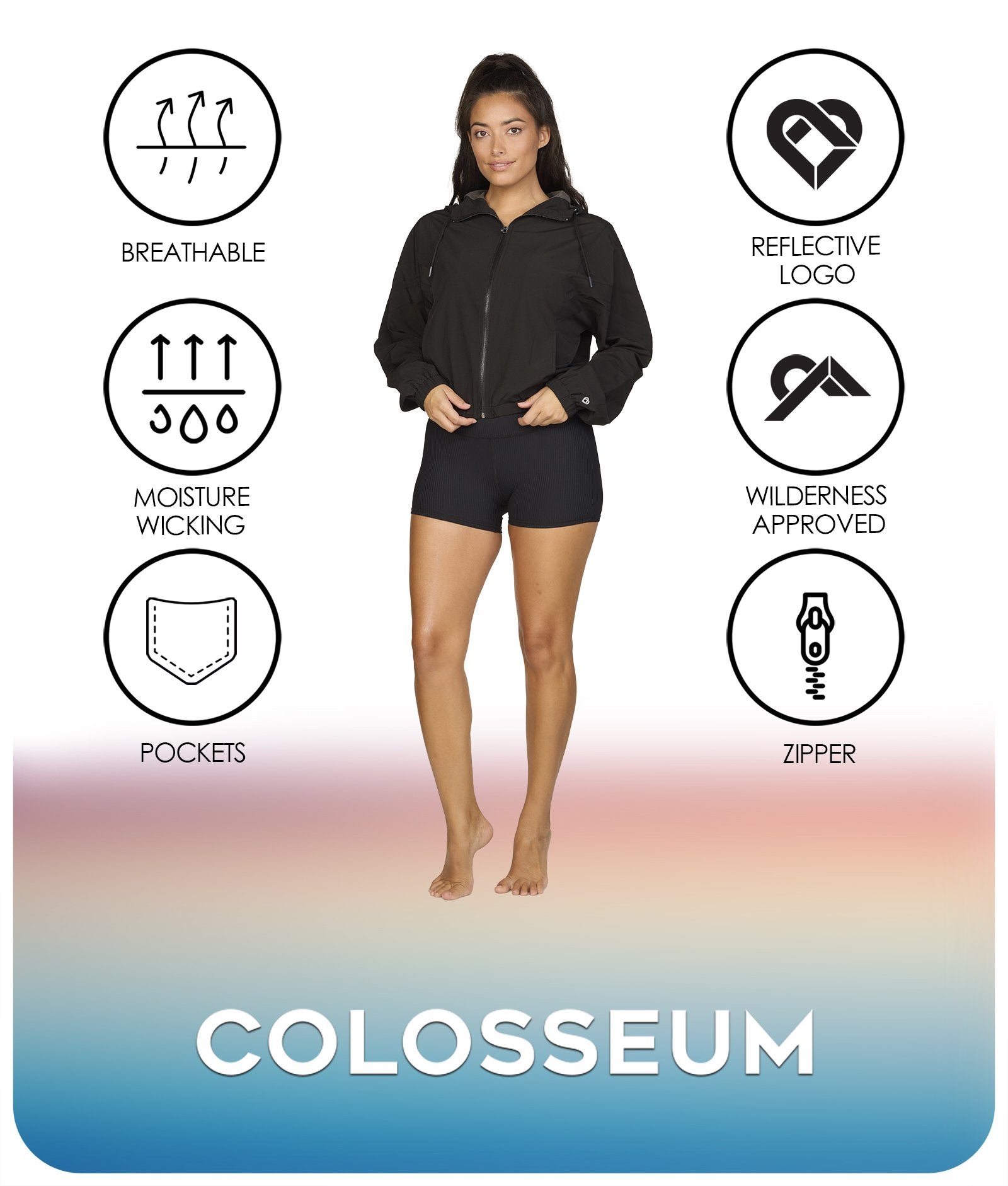 Women's Black Maria Windbreaker Jacket Features