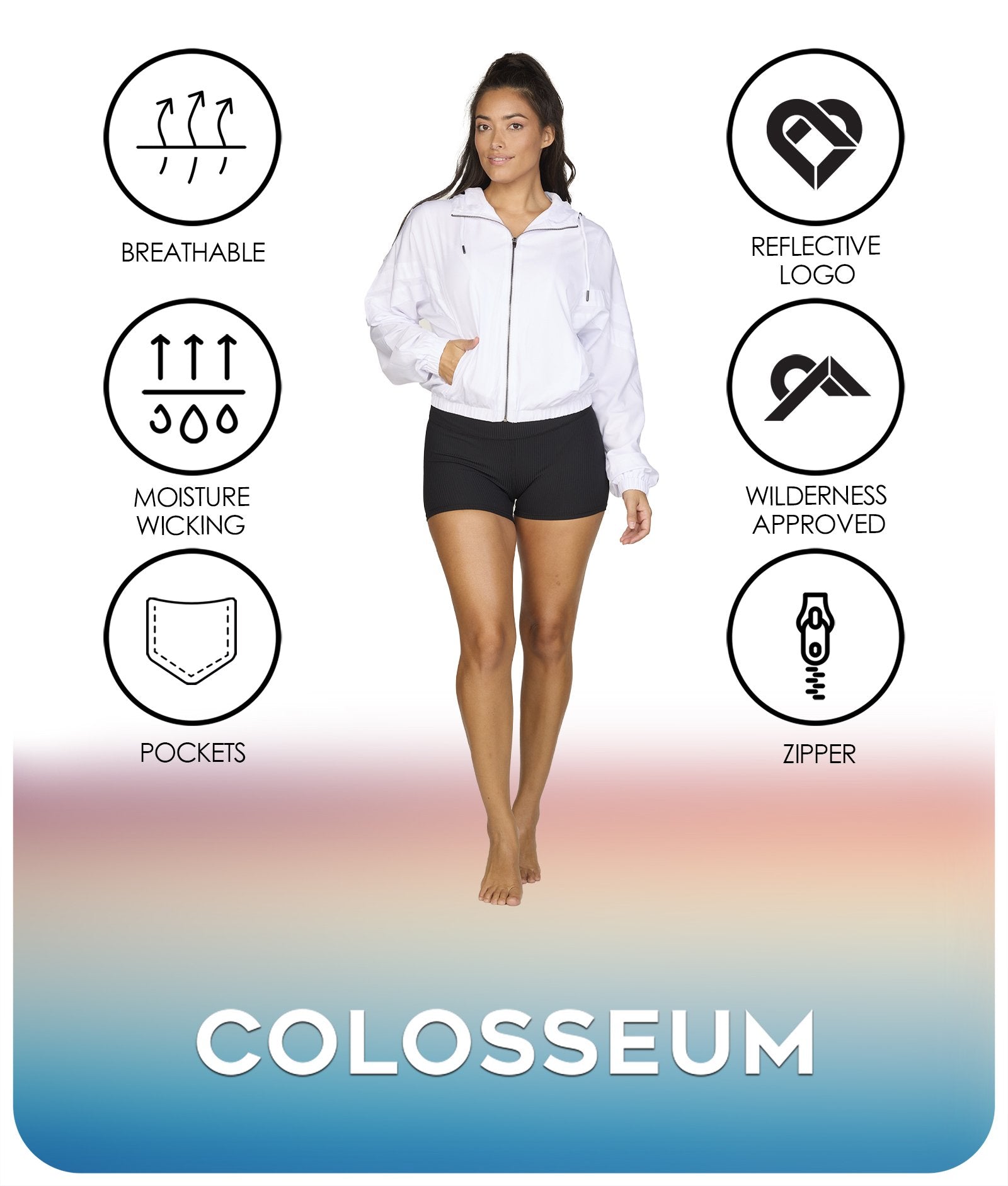 Women's White Maria Windbreaker Jacket Features