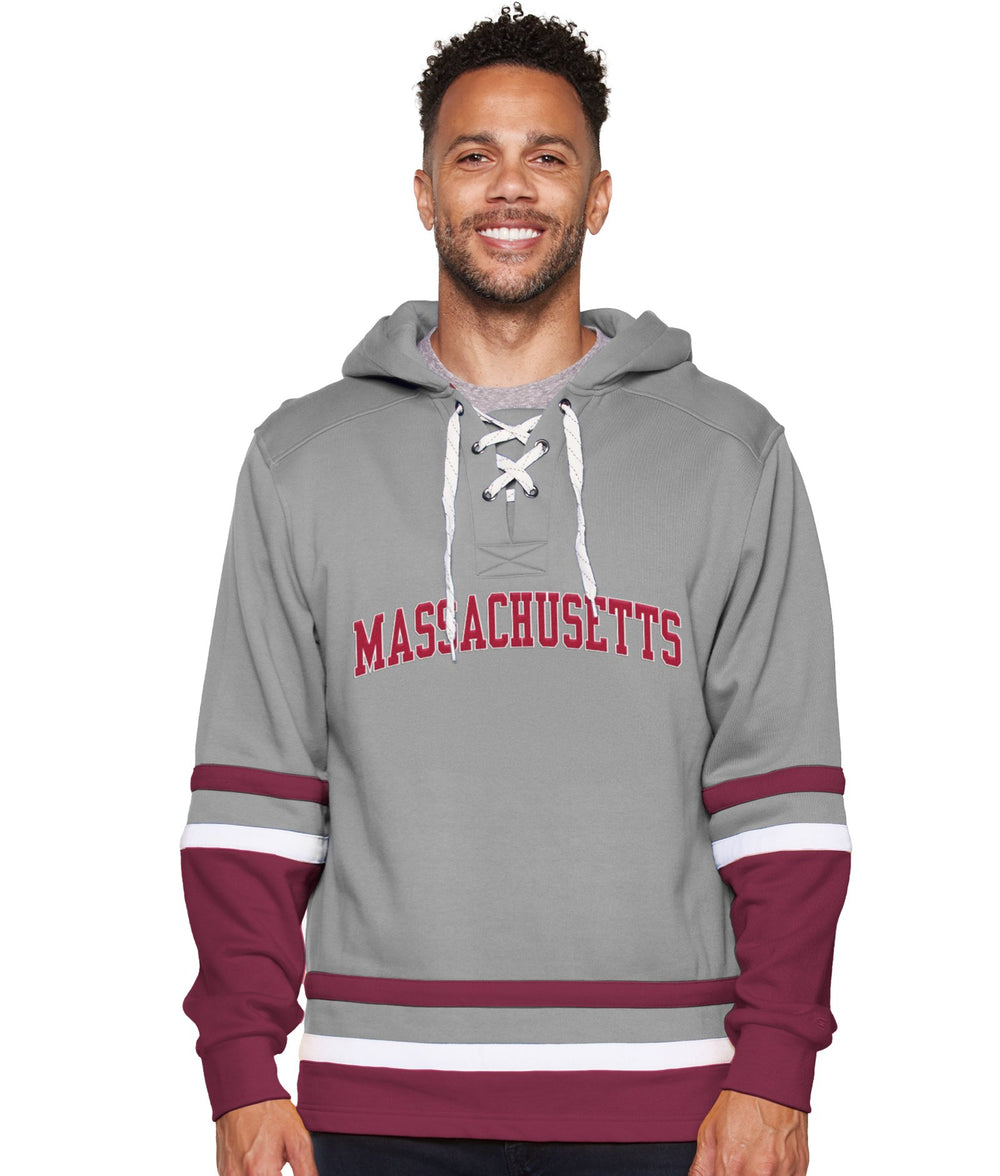 Men's Massachusetts Minutemen Ringing Lace Up Fleece Hoodie