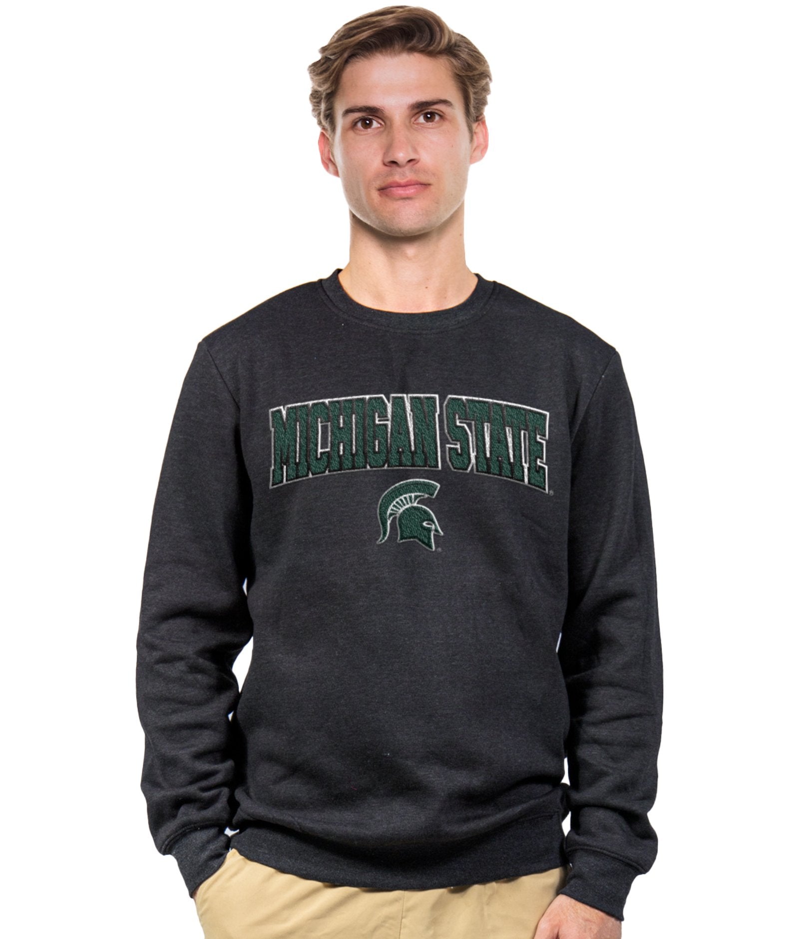 Men's Black Michigan State Spartans Campus Crewneck