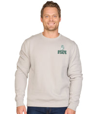 Men's Ash Grey Michigan State Spartans Classic Brooks III Crewneck