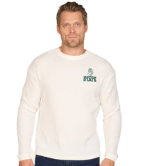 Men's Off White Michigan State Spartans Classic Thermostat Long Sleeve Sweater