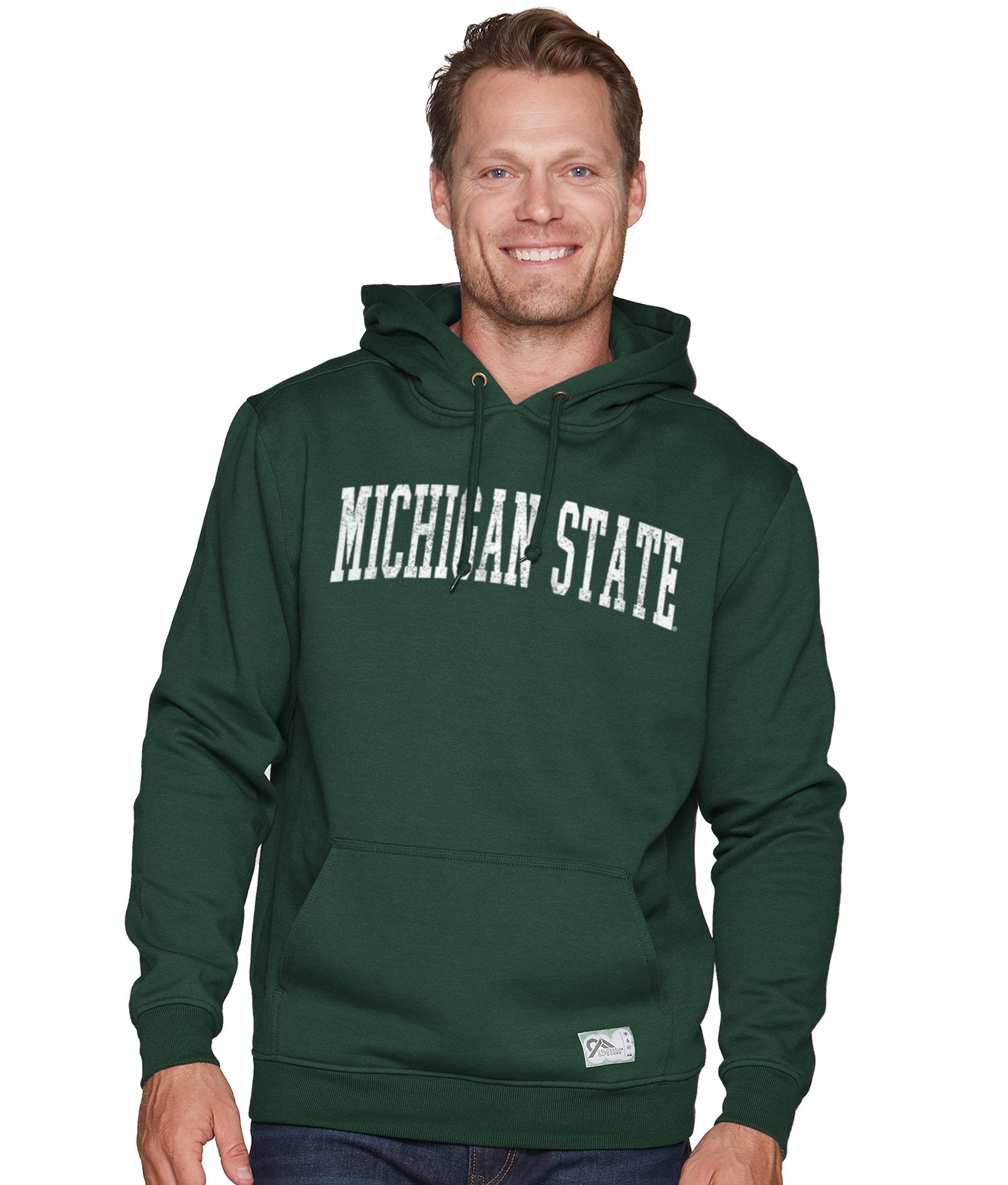 Men's Forest Green Michigan State Spartans Distressed Brooks II Pullover Hoodie