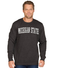 Men's Black Michigan State Spartans Distressed Stadium Crewneck