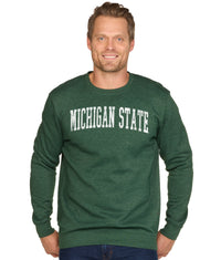 Men's Forest Green Michigan State Spartans Distressed Stadium Crewneck