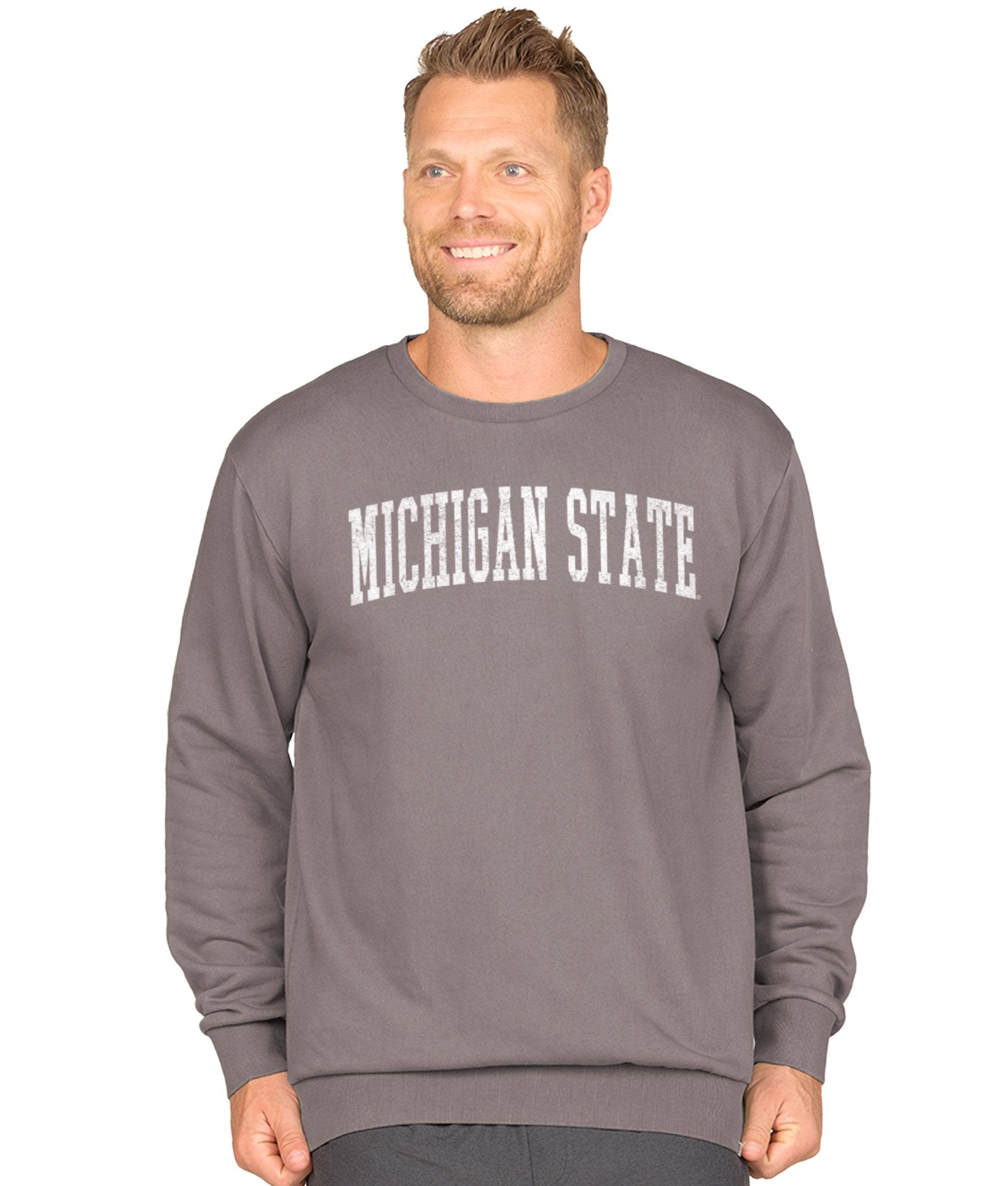 Men's Pavement Michigan State Spartans Distressed Summit Crewneck Fleece