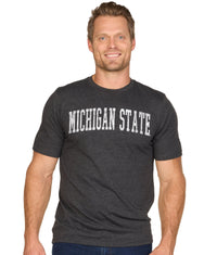 Men's Black Michigan State Spartans Distressed Sustainable Short Sleeve Tee