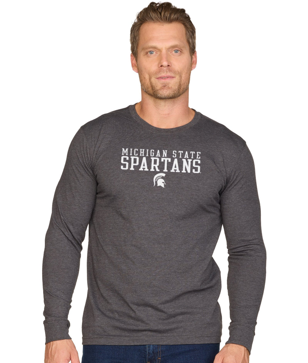 Men's Black Michigan State Spartans Equilibrium Playbook Long Sleeve Tee
