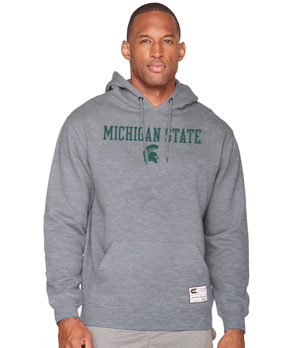 Men's Heather Grey Michigan State Spartans Stacked Authentic Pullover Hoodie