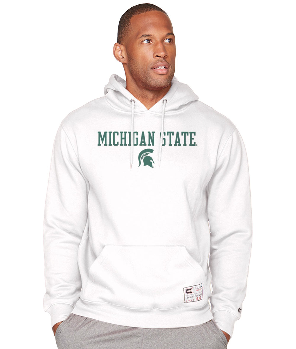 Men's White Michigan State Spartans Stacked Authentic Pullover Hoodie
