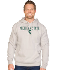 Men's Ash Grey Michigan State Spartans Stacked Brooks III Pullover Hoodie