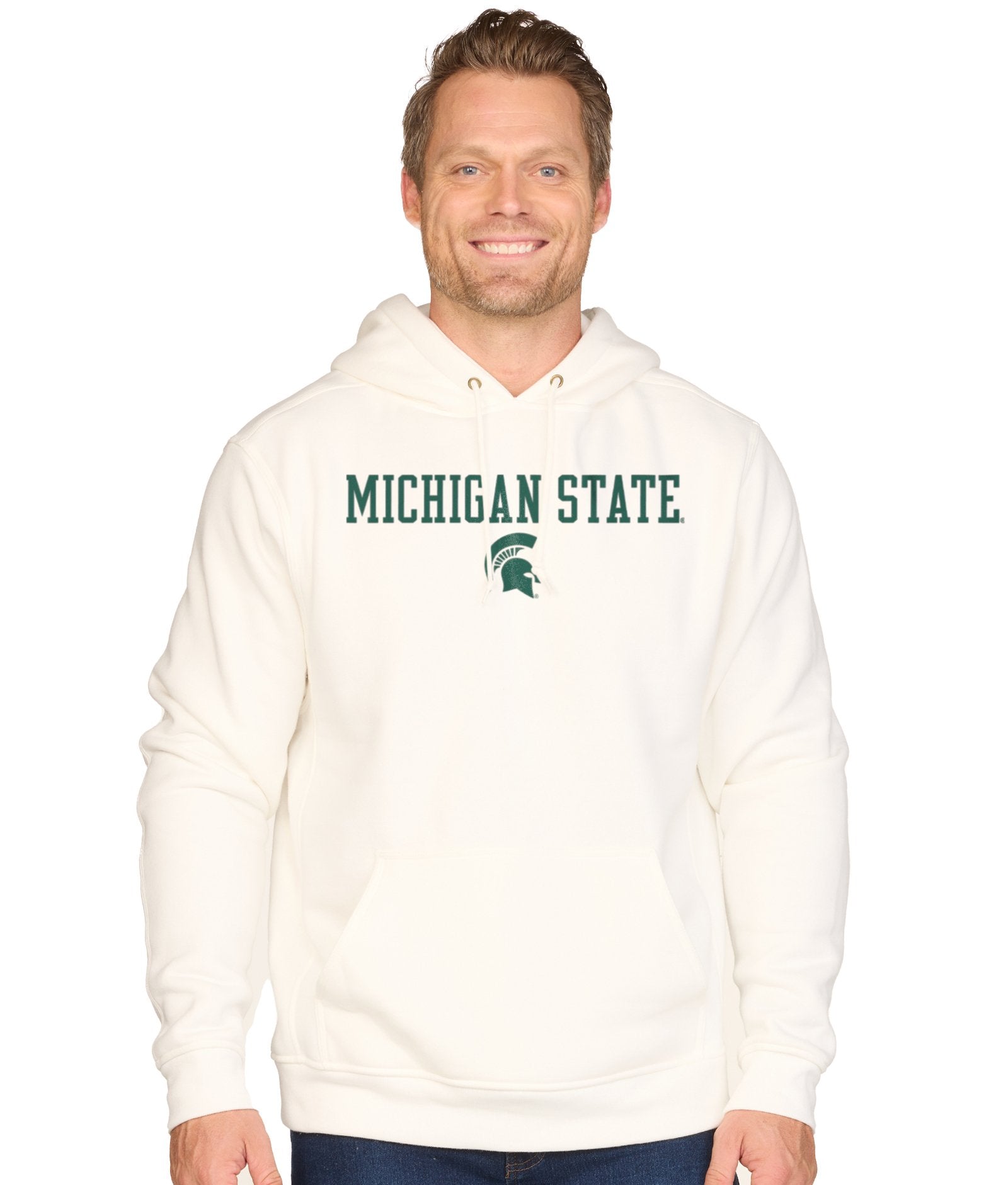 Men's Off White Michigan State Spartans Stacked Brooks III Pullover Hoodie